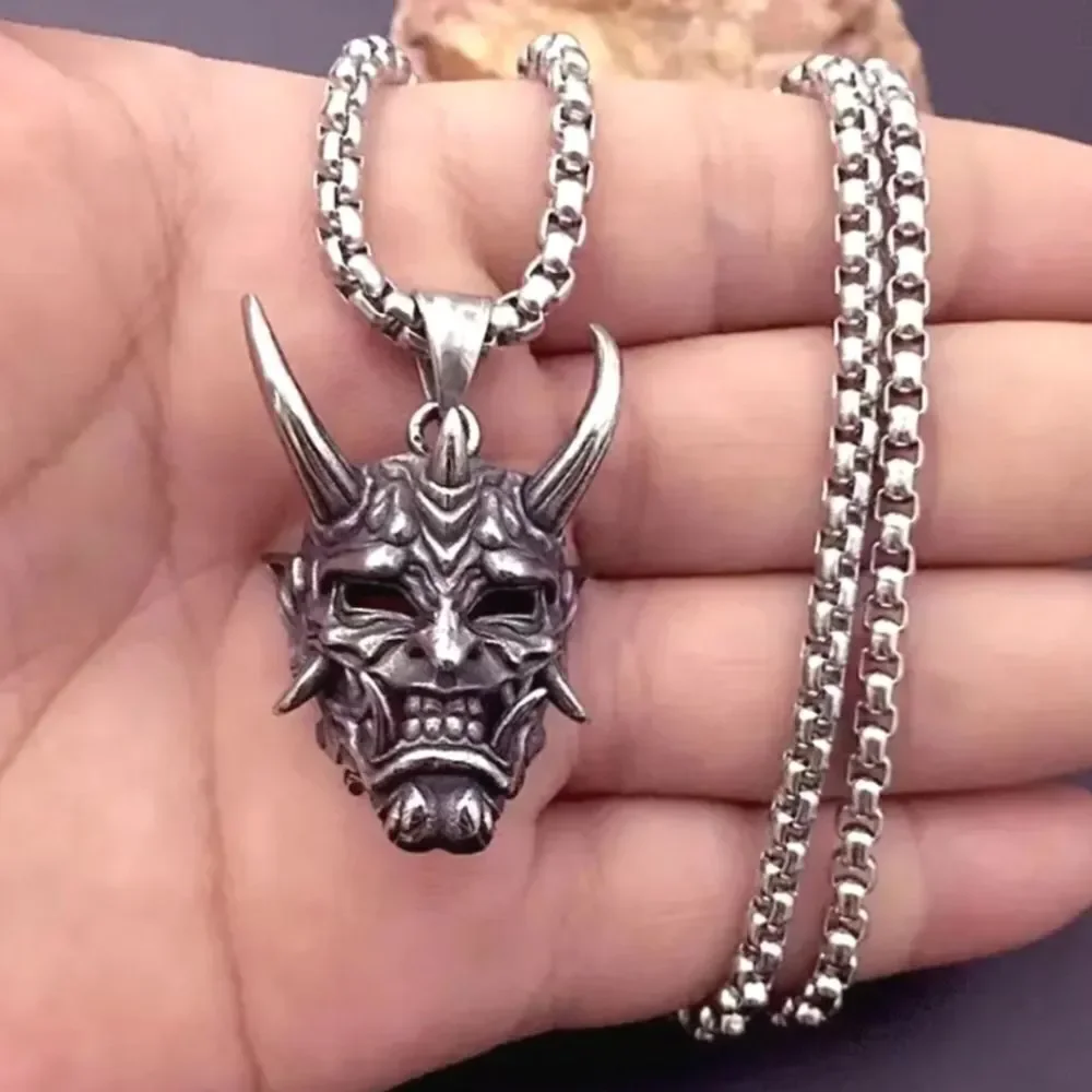 Retro Unisex Street Punk Ghost Mask Pendant Necklace